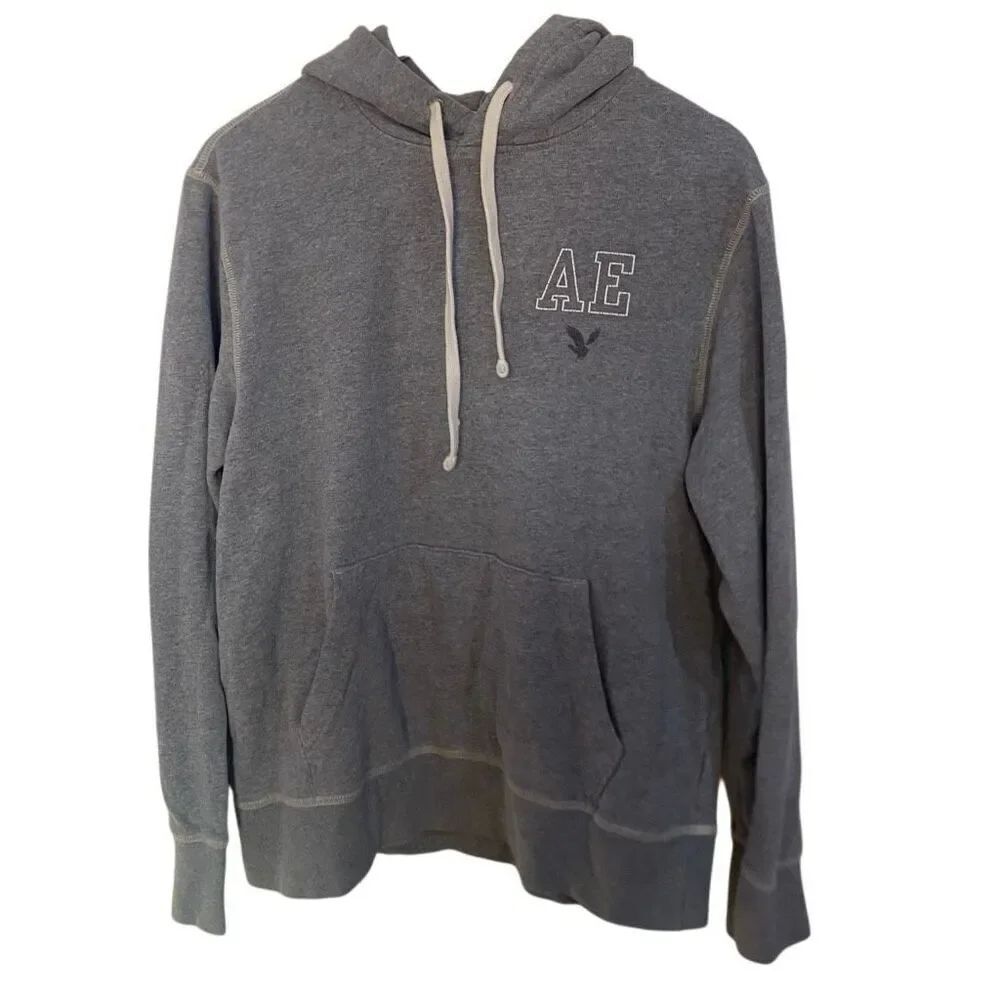 American Eagle Super Soft hoodie medium gray flaw in sleeve see photo